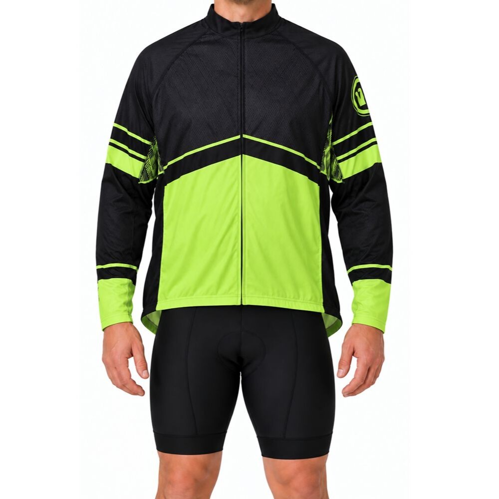Canari Long Sleeve Cycling Jersey Mens XXL 2XL High Visibility Neon Lime Green